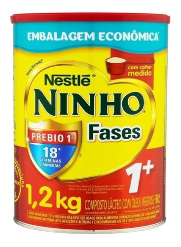 Fórmula Infantil Em Pó Sem Glúten Nestlé Ninho Fases 1+  Em Lata De 1.2kg - 12 Meses 3 Anos