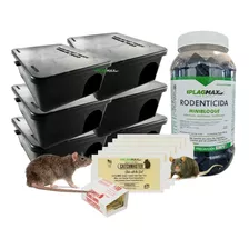 Trampa Para Ratones Rata Cebaderos 6 + Trampas + 1/2kg Cebo 