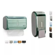 Kit Porta Papel E Saboneteira Liquido Dispenser Verde+ Frete