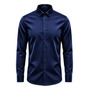 Camisa Social Masculina Slim Fit Premium Passa Facil Azul-marinho Liso P