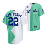 2022 Los Angeles Dodgers No. 22 Bad Bunny White Green Jersey