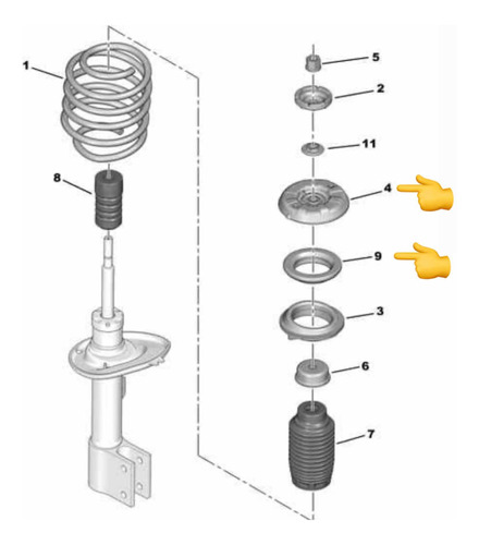 Kit Base Amortiguador Y Rodamiento Peuguet 3008 X Lado Foto 3