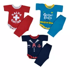 Roupas De Bebê Kit Com 3 Bodys Personagens Divertidos