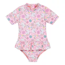 Traje De Baño Bebe Niña Entero Uv50+ H2o Wear Coral M/corta 