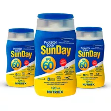 Kit 3un Protetor Bloqueador Solar Fps 60 120ml Sunday