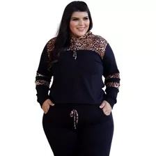 Conjunto Feminino Crepe Plus Size Animal Print Linha Gold