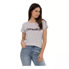 Polera M/c W Script Tee Gris Mujer