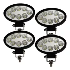 4x Farol De Led Milha 8 Led 24w 12v 24v Oval Carro Trator