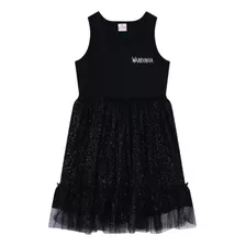 Brandili Vestido Wandinha Wednesday Preto