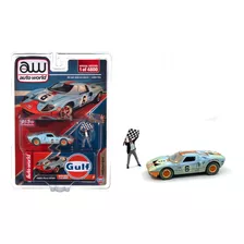 Auto World Gulf 1965 Ford Gt 1:64 C/figura Mijo Exclusives Color Celeste