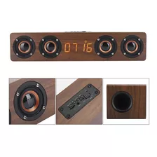 Altavoz Bluetooth De Tira De Madera Con Pantalla De Reloj Le