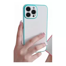 Carcasa Funda Forro Borde Neón + Vidrio Premium Para iPhone