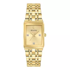 Relógio Bulova Quadra Gold Dial Diamond Feminino 97p140