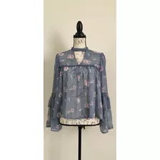 Blusa American Eagle Boho Manga Campana Flores Efekto Moda