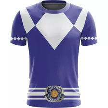 Camiseta Camisa Traje Power Rangers Azul Dryfit Masculino