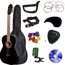 Kit De Guitarra Acustica Mas Accesorios De 6 Cuerdas Color Negro Material Del Diapasón Ébano Orientación De La Mano Diestro