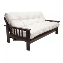 Futon Con Colchon Madera Maciza Paraiso 2 Plazas Ecocuero