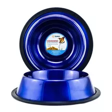 Plato Comedero Para Perro Grande Colores 64 Oz. Acero Inox. Color Azul Marino