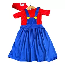 Mario Bross Vestido Niña Incluye Gorra