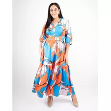 Maxi Vestido Curvy Print Colorido