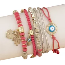 Pulsera Brazalete Elegante Dije Ojo Turco Set 6 Pieza Pnl