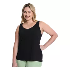 Blusa De Alças Feminina Plus Size Secret Glam Preto