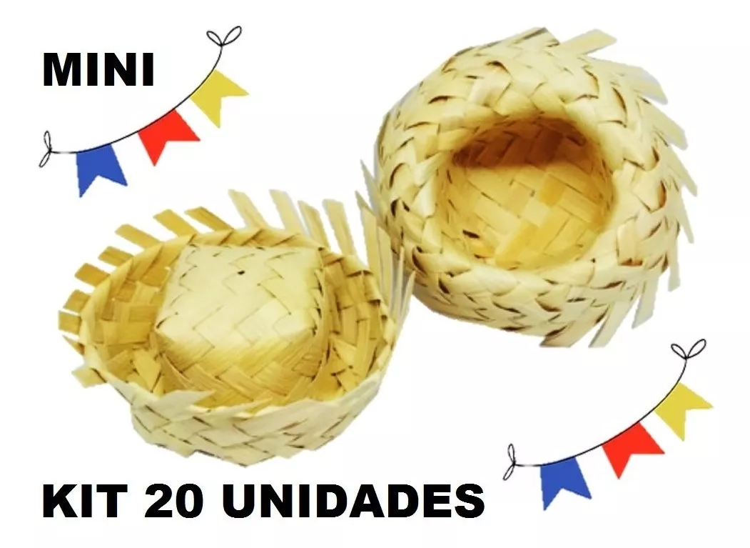 20 Mini Chapéu Palha Miniatura Festa Junina Lembrancinhas