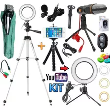 Kit Microfone Profissional Tripé 1,30m Ring Light Envio 24hr