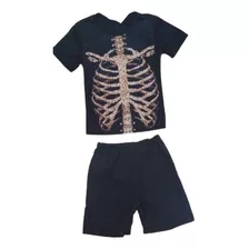 Fantasia De Caveira Esqueleto Infantil Halloween Conjunto