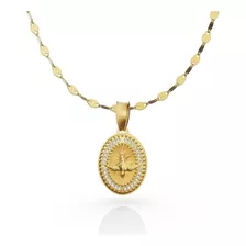 Medalla Espíritu Santo Cadena De Oro 10k Bautizo 45cm Color Dorado