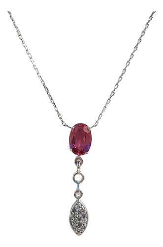 Colar Safira Rosa E Diamantes De Ouro 18k 750 Branco