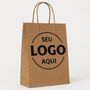 100 Sacola Personalizada Papel Kraft Seu Logo 27x18x09cm