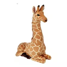 Girafa Realista Deitado 55cm Pelúcia Linda Macia Divina