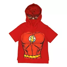 Camiseta Con Capucha De Flash Con Máscara Y Capa Para Niños 