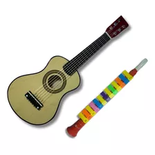 Kit Mini Violão Acústico Madeira E Escaleta Musical Melódica