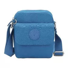 Bolsa Pequena Tiracolo Transversal Feminina Nylon 2572 Cor Azul Desenho Do Tecido Vivatti