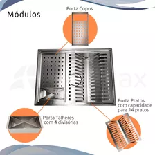 Canal Organizador Cozinha Calha Inox 304 3 Módulos Tubrax