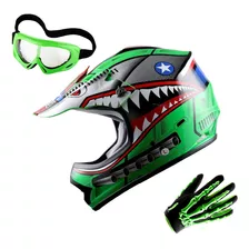 Wow - Paquete De Casco De Motocross Mx Bmx, Color Negro, An.