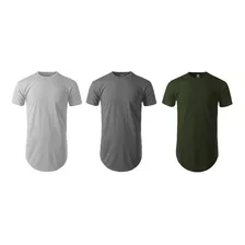 Kit 3 Camiseta Camisa Blusa Oversized Longline Masculino C1