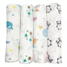 Paquete De 4 Mantas De Muselina Boutique Para Niñas Y Niños,