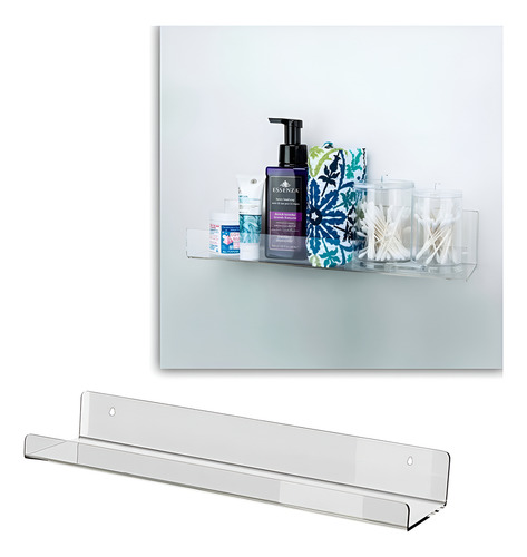 Prateleira Flutuante Acrílico Transparente Carth 30x10 Banhe Transparente