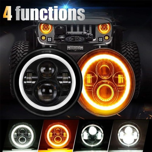 Par 7 H4 Faros De Led Drl Ojos ngel Wrangler Jeep Vocho Foto 3