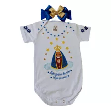 Roupa Para Bebê Da Nossa Senhora Aparecida , Faixa Com Laço