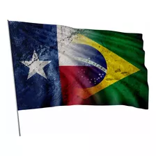 Bandeira Texas E Brasil Envelhecida 100x145cm