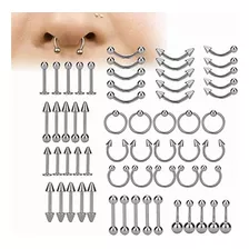 85 Pcs/set Plateado Mix Ceja Nariz Labios Ombligo Oreja