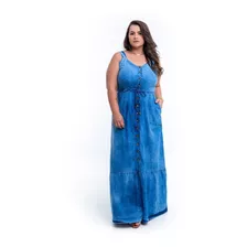 Vestido Longo Jeans Plus Size Moda Evangélica S3596