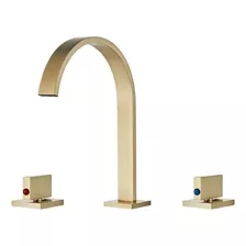 Torneira Misturador Luxuosa Banheiro Duplo Dourado Matte