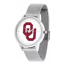 Oklahoma Sooners Reloj De Pulsera De Malla Banda De Plata