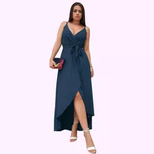 Vestido Feminino Longo Transpassado Com Forro Modelo Midi