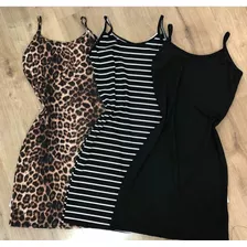 Vestido Feminino Curto Canelado Animal Print Alça Regata Blo